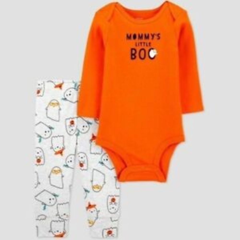 Baby 3pc Halloween Lot Long Sleeve Bodysuit, Pants & Bib 3 Months